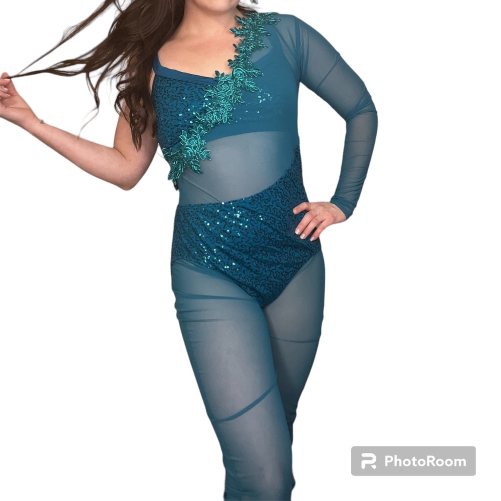 Weissman Elite Asymmetrical Appliqué Unitard Style SM11804 NEW Size Adult XL